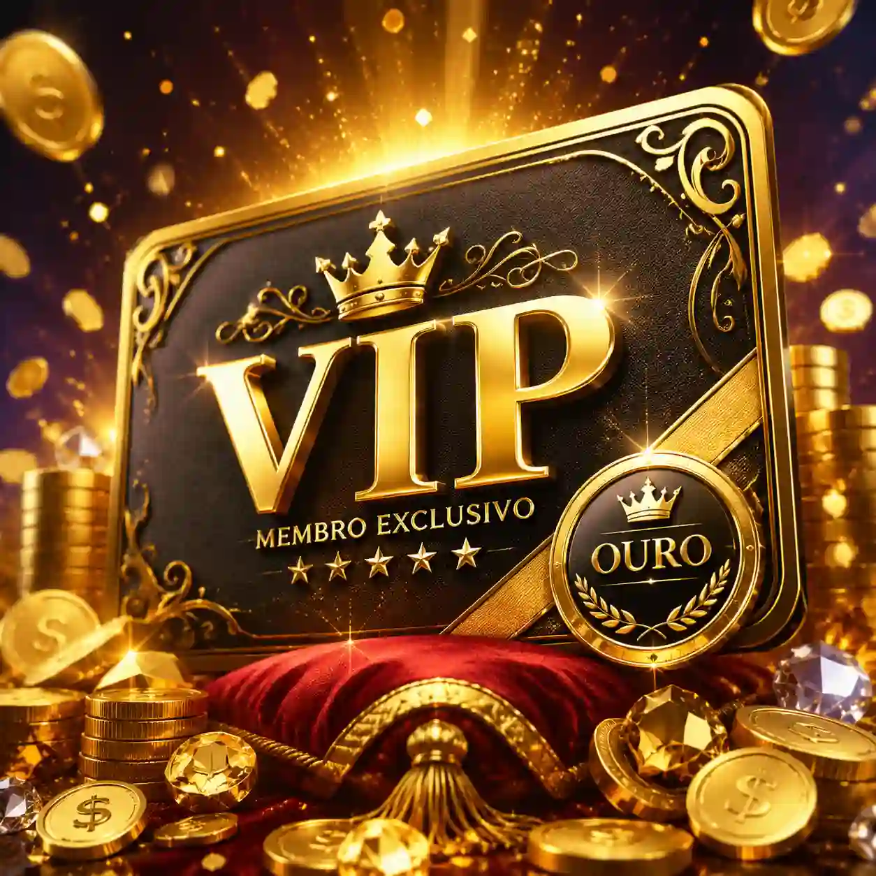 Cartão VIP dourado sobre fundo preto